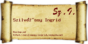 Szilvássy Ingrid névjegykártya